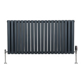 Oval Column Radiator & Valves - 600mm x 1200mm  Anthracite Grey