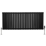 Oval Column Radiator & Valves - 600mm x 1440mm  Black