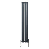 Oval Column Radiator & Valves - 1600mm x 240mm  Anthracite Grey