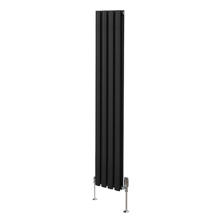 Oval Column Radiator & Valves - 1600mm x 240mm  Black