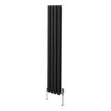 Oval Column Radiator & Valves - 1600mm x 240mm – Black