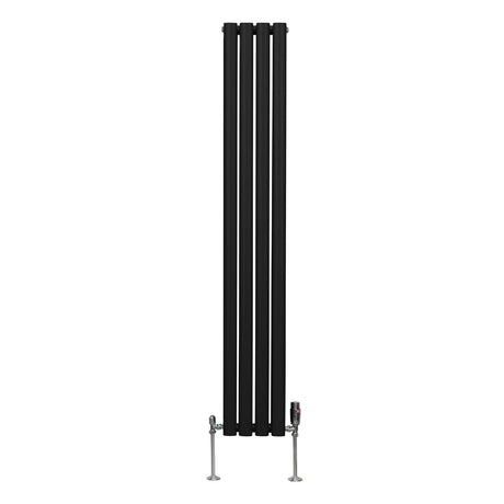 Oval Column Radiator & Valves - 1600mm x 240mm  Black