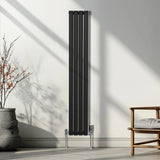 Oval Column Radiator & Valves - 1600mm x 240mm  Black