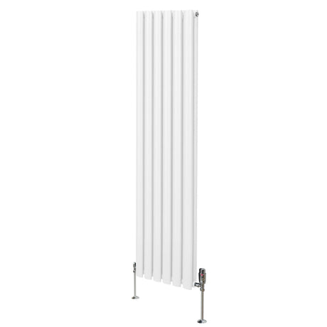Oval Column Radiator & Valves - 1600mm x 360mm  White