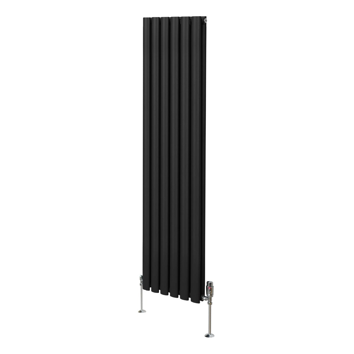 Oval Column Radiator & Valves - 1600mm x 360mm  Black