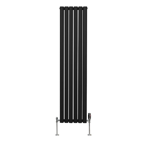 Oval Column Radiator & Valves - 1600mm x 360mm  Black