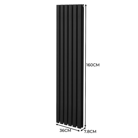 Oval Column Radiator & Valves - 1600mm x 360mm  Black