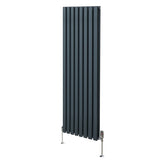 Oval Column Radiator & Valves - 1600mm x 480mm  Anthracite Grey