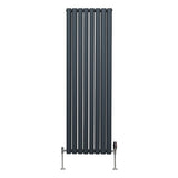 Oval Column Radiator & Valves - 1600mm x 480mm  Anthracite Grey
