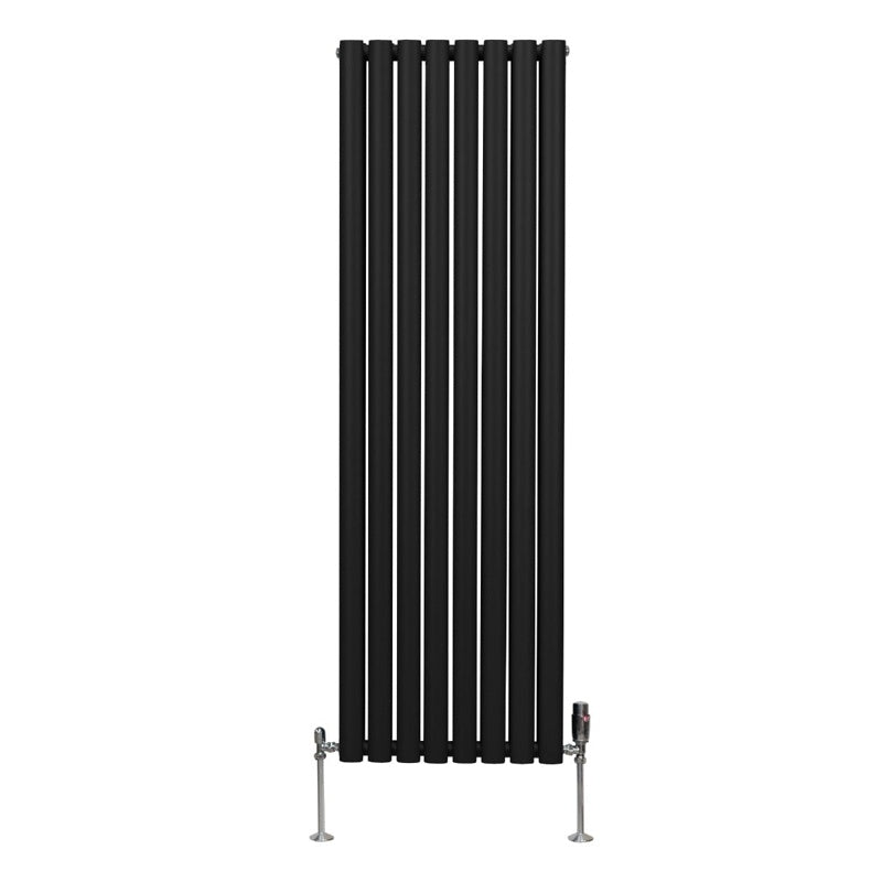 Oval Column Radiator & Valves - 1600mm x 480mm  Black