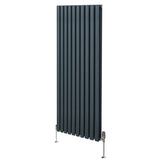 Oval Column Radiator & Valves - 1600mm x 600mm  Anthracite Grey