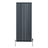 Oval Column Radiator & Valves - 1600mm x 600mm  Anthracite Grey