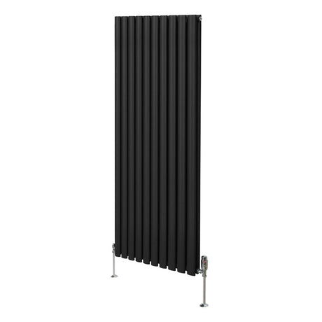 Oval Column Radiator & Valves - 1600mm x 600mm – Black