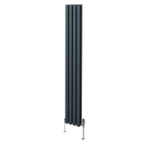 Oval Column Radiator & Valves - 1800mm x 240mm  Anthracite Grey