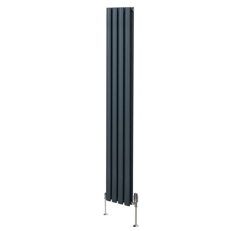 Oval Column Radiator & Valves - 1800mm x 240mm  Anthracite Grey