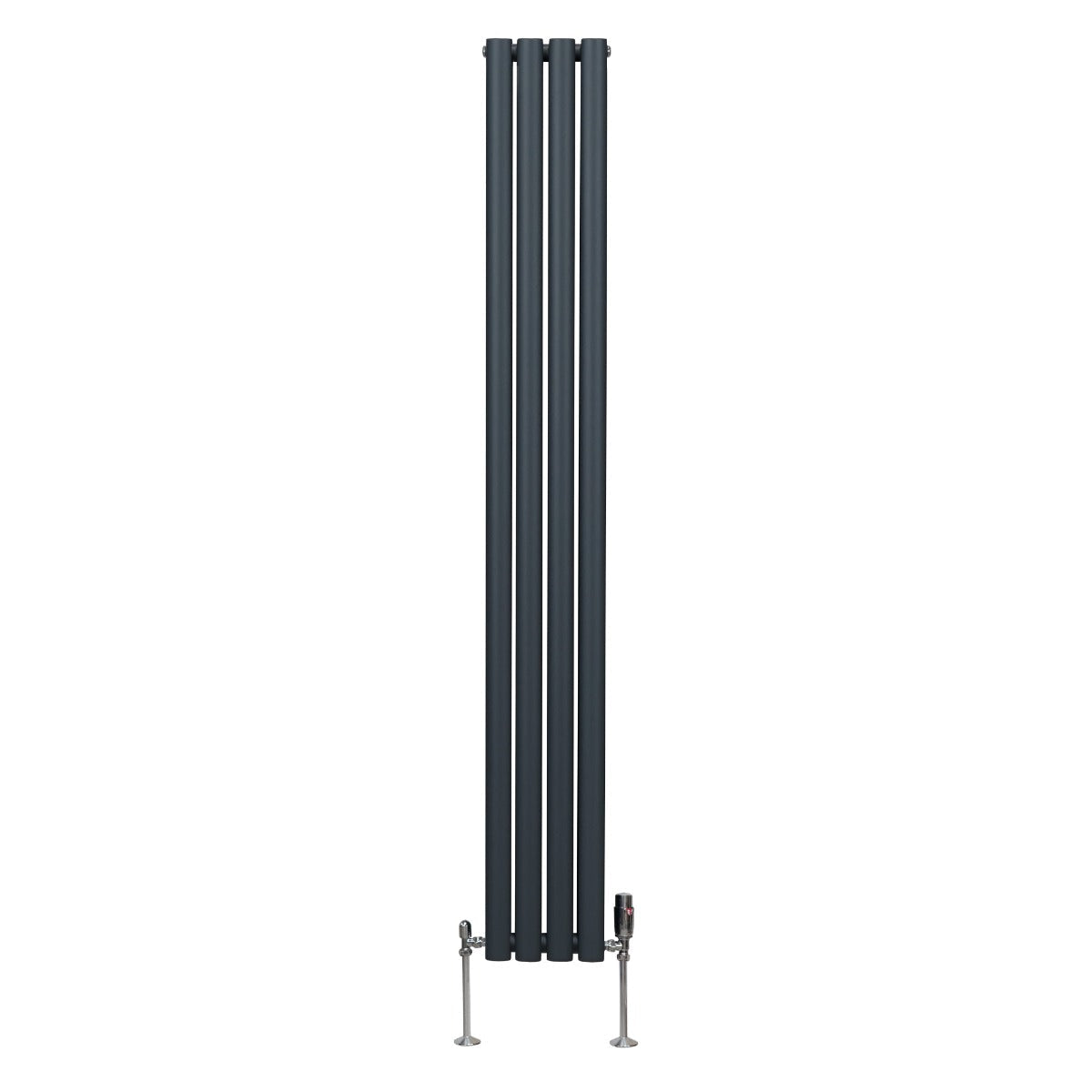 Oval Column Radiator & Valves - 1800mm x 240mm  Anthracite Grey