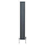 Oval Column Radiator & Valves - 1800mm x 240mm  Anthracite Grey