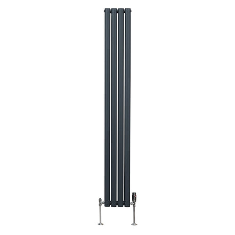 Oval Column Radiator & Valves - 1800mm x 240mm  Anthracite Grey