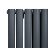 Oval Column Radiator & Valves - 1800mm x 240mm – Anthracite Grey