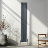 Oval Column Radiator & Valves - 1800mm x 240mm – Anthracite Grey