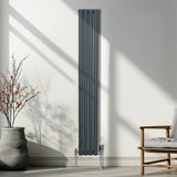 Oval Column Radiator & Valves - 1800mm x 240mm  Anthracite Grey