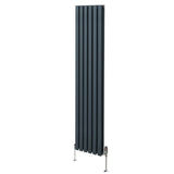 Oval Column Radiator & Valves - 1800mm x 360mm  Anthracite Grey