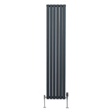 Oval Column Radiator & Valves - 1800mm x 360mm  Anthracite Grey
