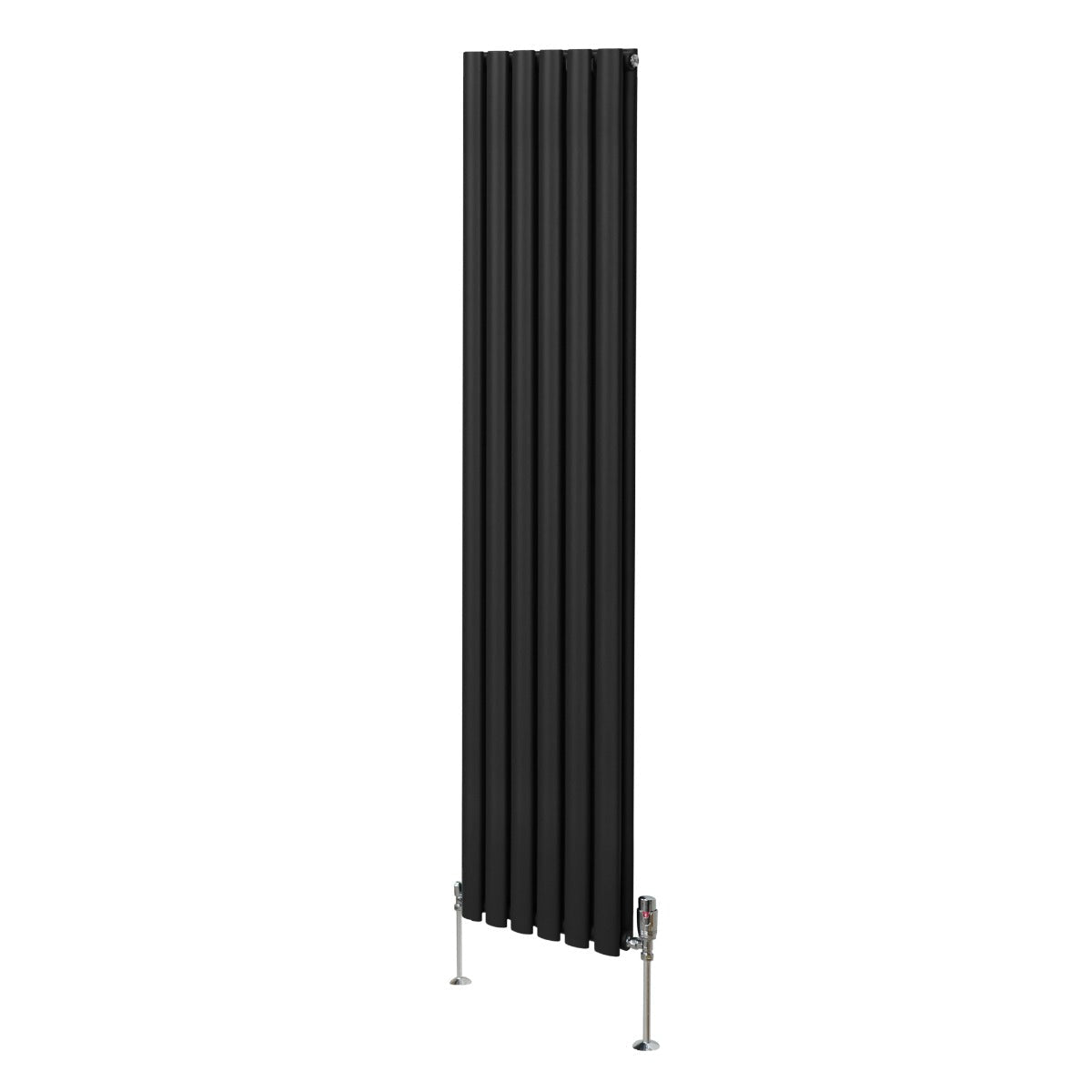 Oval Column Radiator & Valves - 1800mm x 360mm  Black