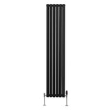 Oval Column Radiator & Valves - 1800mm x 360mm  Black