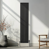 Oval Column Radiator & Valves - 1800mm x 360mm  Black