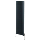 Oval Column Radiator & Valves - 1800mm x 480mm  Anthracite Grey