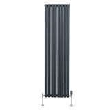 Oval Column Radiator & Valves - 1800mm x 480mm  Anthracite Grey