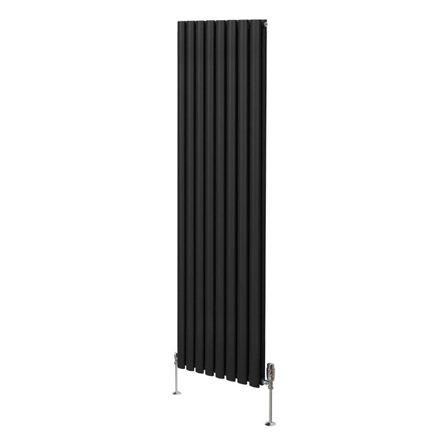 Oval Column Radiator & Valves - 1800mm x 480mm  Black