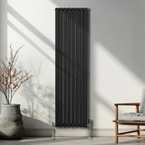Oval Column Radiator & Valves - 1800mm x 480mm  Black