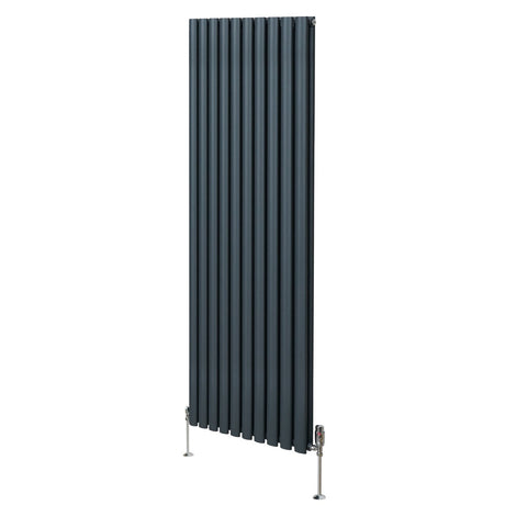 Oval Column Radiator & Valves - 1800mm x 600mm  Anthracite Grey
