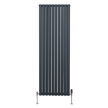 Oval Column Radiator & Valves - 1800mm x 600mm  Anthracite Grey