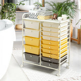 15-Drawer Storage Rolling Organizer Cart-Yellow