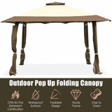 13 Feet x 13 Feet Pop Up Canopy Tent Instant Outdoor Folding Canopy Shelter-Brown