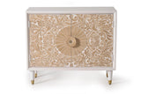 Giner and Colomer  2-Door Sideboard In Mango Wood With Hand-Carved Door Details