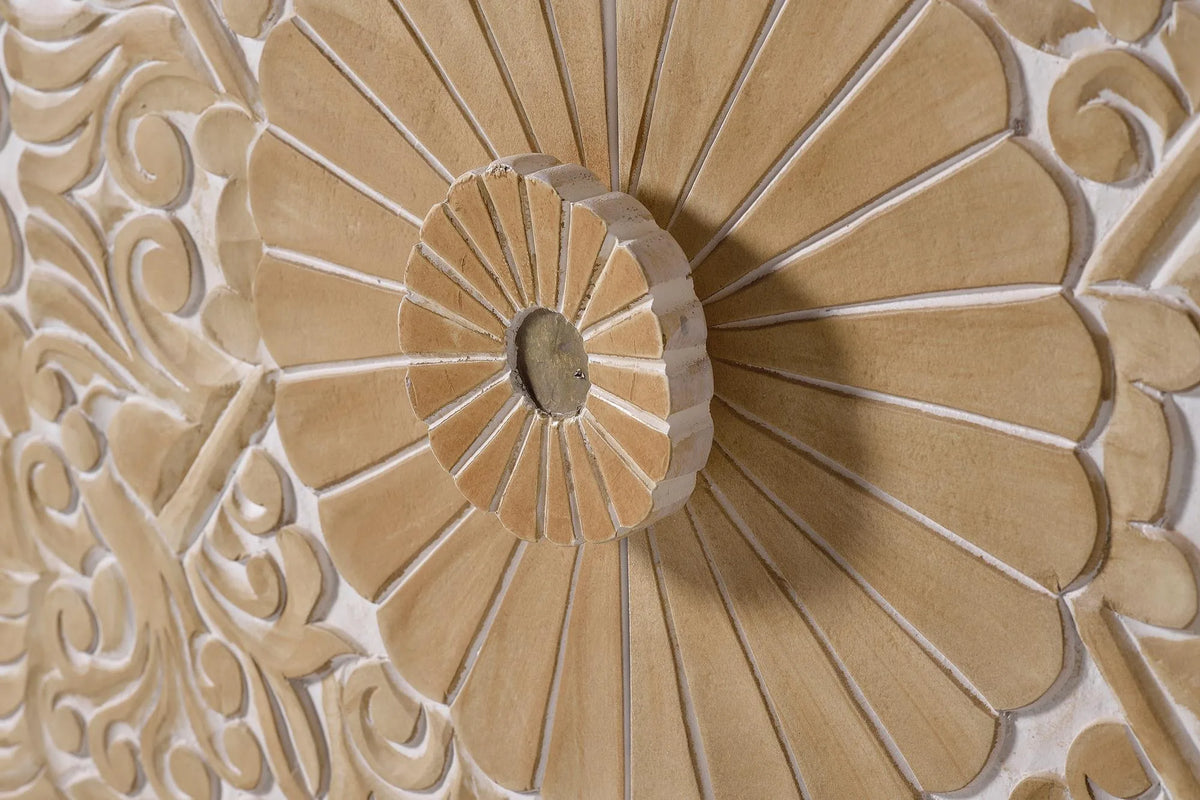 Giner and Colomer  2-Door Sideboard In Mango Wood With Hand-Carved Door Details