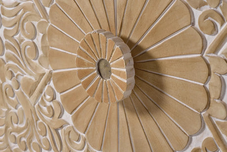 Giner and Colomer  2-Door Sideboard In Mango Wood With Hand-Carved Door Details