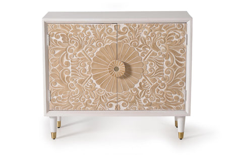 Giner and Colomer – 2-Door Sideboard In Mango Wood With Hand-Carved Door Details