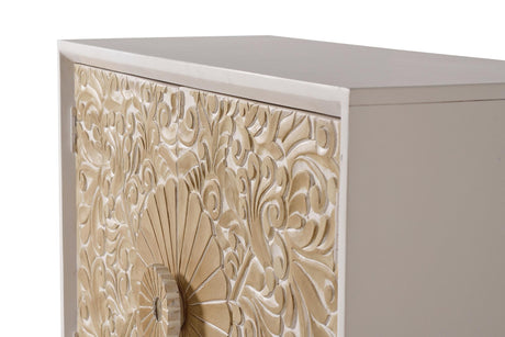 Giner and Colomer – 2-Door Sideboard In Mango Wood With Hand-Carved Door Details