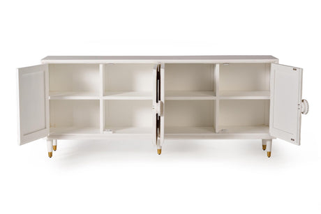 Giner and Colomer - 4-Door Mango Wood Sideboard With Hand-Carved Door Details