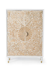 Giner and Colomer - 2-Door Mango Wood Cabinet With Hand-Carved Door Details