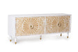 Giner and Colomer - 4-Door Mango Wood TV Cabinet With Hand-Carved Door Details