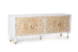 Giner and Colomer - 4-Door Mango Wood TV Cabinet With Hand-Carved Door Details