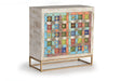 Giner and Colomer - 2-Door Mango Wood Sideboard With Metal Base & Ceramic Door Details