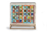 Giner and Colomer - 2-Door Mango Wood Sideboard With Metal Base & Ceramic Door Details