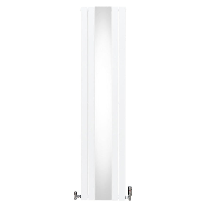 Flat Mirror Radiator & Valves - 1800mm x 425mm - White